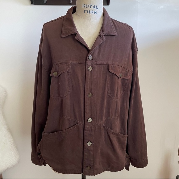 Vintage 00’s Democracy Chocolate Brown Cotton Denim Button up Jacket - Picture 1 of 8